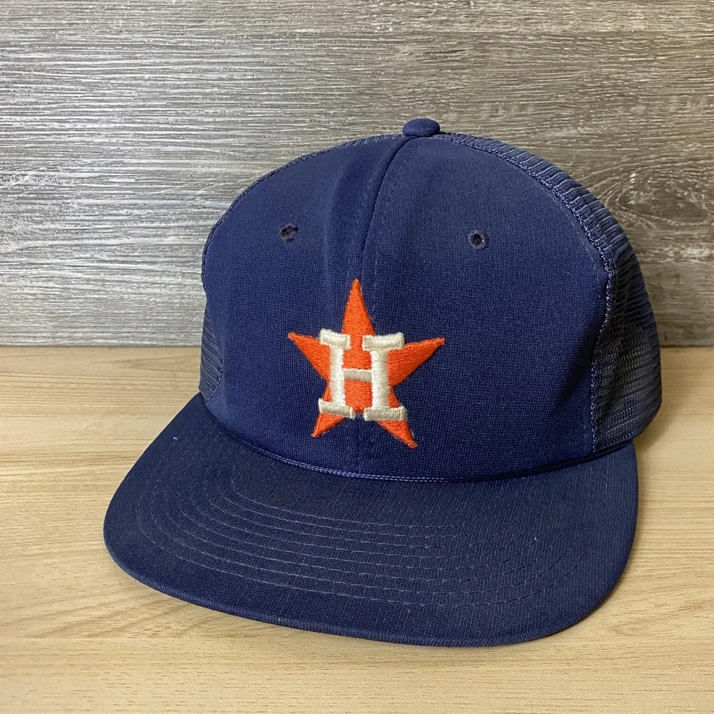 Vintage Houston Astros Hat Cap Snap‎ Back MLB Baseball Trucker Mens 80s
